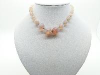 £32.00 - Vintage 30s Pretty Art Deco Opaline Pink Glass Bead Necklace